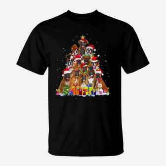 Christmas Pajama Boxer Tree Xmas Gifts Dog Dad Mom T-Shirt | Crazezy DE
