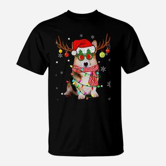 Christmas Pajama Corgi Xmas Lights Dog Dad Mom Sweatshirt T-Shirt | Crazezy