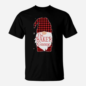 Christmas Pajama Family Gift Baker Gnome Buffalo Plaid T-Shirt | Crazezy CA