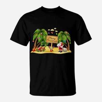 Christmas Palm Tree Tropical Xmas Coconut Lights Pajamas Sweatshirt T-Shirt | Crazezy