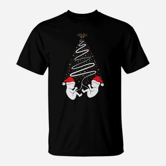 Christmas Pregnancy Shirt Expecting Twin Girls Xmas Tree T-Shirt | Crazezy