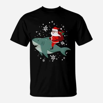 Christmas Santa Claus Riding Shark Design Sweatshirt T-Shirt | Crazezy UK
