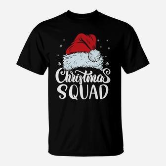 Christmas Squad Santa Hat Funny Family Matching Pajamas T-Shirt | Crazezy