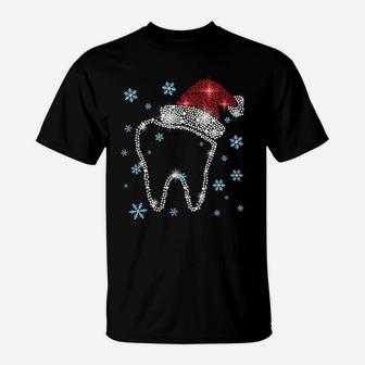 Christmas Tooth Santa Hat Funny Dentist Dental Assistant Sweatshirt T-Shirt | Crazezy DE