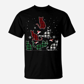 Christmas Tree Cat Buffalo Plaid Ugly Christmas Sweater Sweatshirt T-Shirt | Crazezy UK