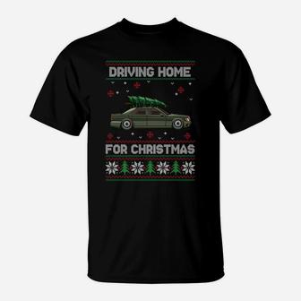 Christmas Tree Oldtimer Car Xmas Ugly Sweater Pullover Look Sweatshirt T-Shirt | Crazezy CA