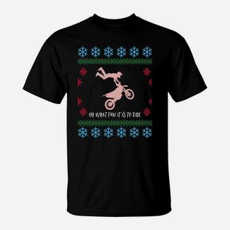 Christmas Ugly Sweater Bmx Dirt Bike Design Sweatshirt T-Shirt | Crazezy