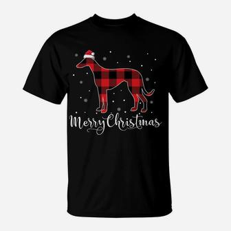Christmas Whippet Red Plaid Dog Lover Pajamas Gift T-Shirt | Crazezy