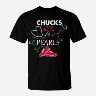 Chucks And Pearls Valentine Mum And Daughter T-Shirt - Monsterry CA