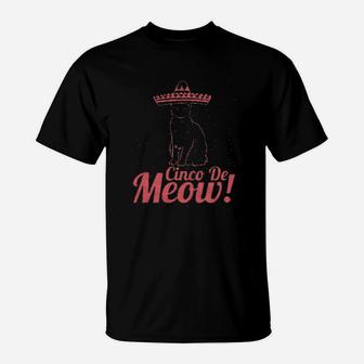 Cinco De Meow Funny Sarcastic Cat Cinco De Mayo Mexican Sombrero T-Shirt | Crazezy UK