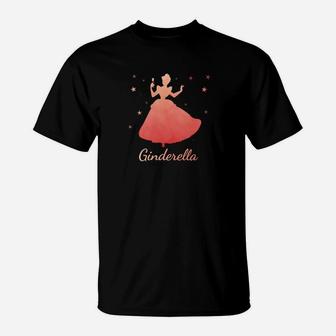 Cinderella Silhouette Damen T-Shirt in Schwarz, Märchen Mode - Seseable