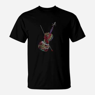 Classical Music Composers Violin Word Art T-Shirt | Crazezy DE