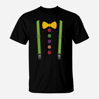 Clown Suspenders Circus Carnival Birthday Costume T-Shirt | Crazezy