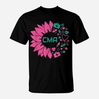 Cma Medical Flower Certified Medical Assistant Cute Nurse T-Shirt | Crazezy