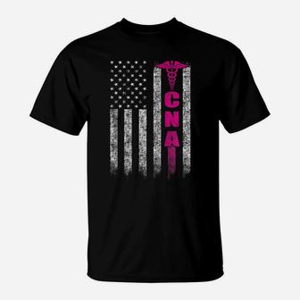 Cna American Flag Patriotic Pride Nurse Zip Hoodie T-Shirt | Crazezy