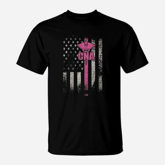 Cna American Flag Usa Flag Pink Symbol T-Shirt - Thegiftio UK