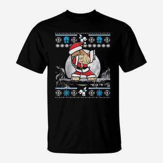 Cocker Spaniel Dog Wearing Santa Claus Outfits Dab Dance T-Shirt - Monsterry