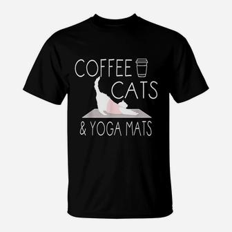 Coffee Cats Yoga Mats T-Shirt | Crazezy DE