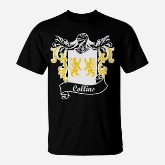 Collins Coat Of Arms Surname Last Name Family Crest T-Shirt | Crazezy