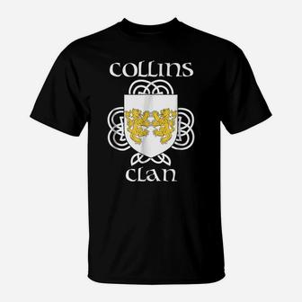Collins Family Crest Coat Of Arms T Shirt T-Shirt | Crazezy