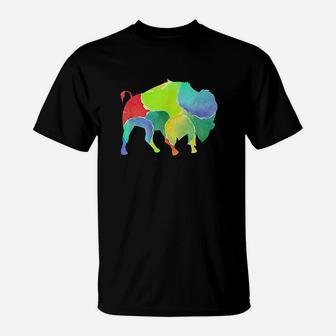 Colorful American Bison Wildlife Animal Buffalo T-Shirt | Crazezy DE