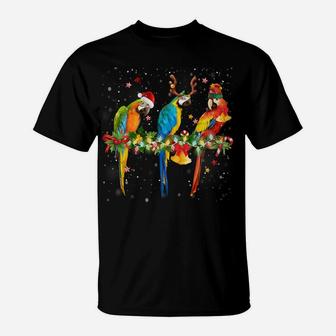 Colorful Christmas Parrots Santa Reindeer Elf Hat Funny Sweatshirt T-Shirt | Crazezy UK