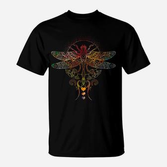 Colorful Mandala Dragonfly - Lotus Flower Tee T-Shirt | Crazezy UK