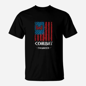 Combat Engineer American Flag Distressed Us Military T-Shirt - Monsterry AU