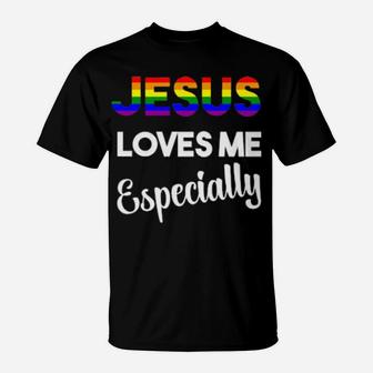 Coming Out Lgbtq Gay Pride Stuff Jesus Loves Me T-Shirt - Monsterry