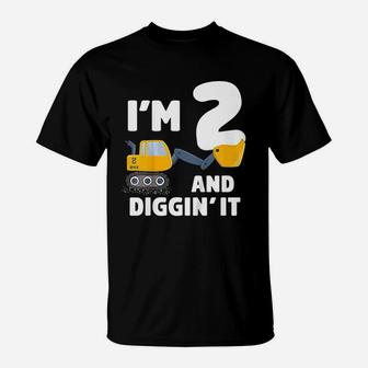 Construction Truck 2Nd Birthday2 Two Year Old Excavator T-Shirt | Crazezy