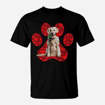 Cool Golden Retriever Valentine's Day Pet Dog Love Paw T-Shirt - Monsterry UK