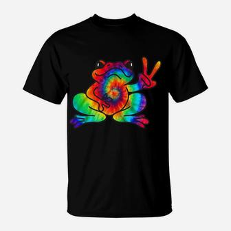 Cool Peace Frog Tie Dye For Boys And Girls T-Shirt | Crazezy