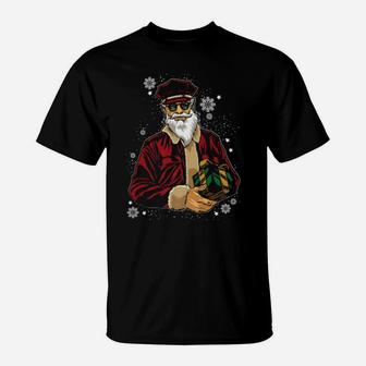 Cool Santa Police Officer Giving Gift On Xmas T-Shirt - Monsterry