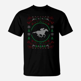Cool Ugly Christmas Style Race Horse Funny Xmas Sweatshirt T-Shirt | Crazezy