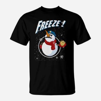 Cop Snowman Freeze Police Navidad Policeman Police Officer Sweatshirt T-Shirt | Crazezy