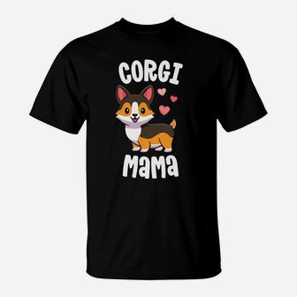 Corgi Mom Shirts For Women Dog Mama Red Tricolor Corgi T-Shirt | Crazezy AU