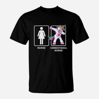 Correctional Nurse Funny Dabbing Unicorn T-Shirt | Crazezy CA