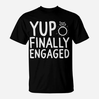 Couple Yup Finally Proposed Engaged Matching Costume Gift T-Shirt | Crazezy UK