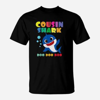 Cousin Shark Doo Doo Funny Baby Mommy Kids T-Shirt | Crazezy