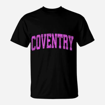 Coventry Rhode Island Ri Vintage Athletic Sports Pink Design T-Shirt | Crazezy UK