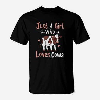 Cow Just A Girl Who Loves Cows Gift For Cow Lovers T-Shirt | Crazezy CA
