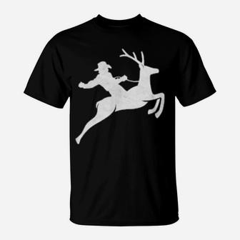 Cowboy Riding A Deer Distressed T-Shirt - Monsterry AU