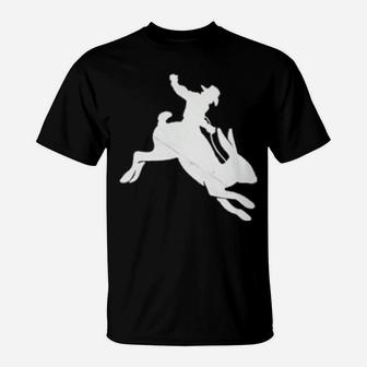 Cowboy Riding A Rabbit Distressed T-Shirt - Monsterry CA