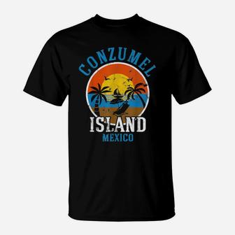 Cozumel Mexico Beaches Retro Cool Distressed T-Shirt - Monsterry CA