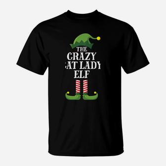 Crazy Cat Lady Elf Matching Family Group Christmas Party Pj T-Shirt | Crazezy