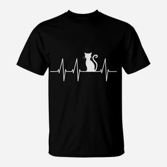 Crazy Cat Lady T-Shirt - Cute Cat Best Friend Heartbeat Tee T-Shirt | Crazezy AU