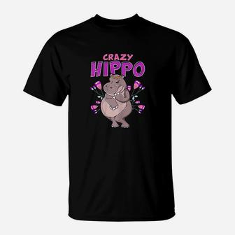 Crazy Hippo Funny Hippopotamus Lover Gift Designs T-Shirt | Crazezy DE
