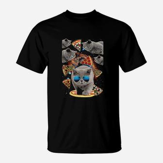 Crazy Space Pizza Cat Funny T-Shirt | Crazezy