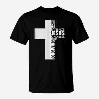 Cross With Words Christian Love Faith Church Pray T-Shirt | Crazezy
