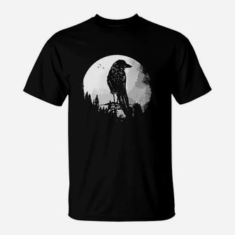 Crow Silhouette Raven Night Goth Dark T-Shirt | Crazezy DE